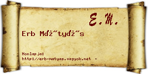 Erb Mátyás névjegykártya